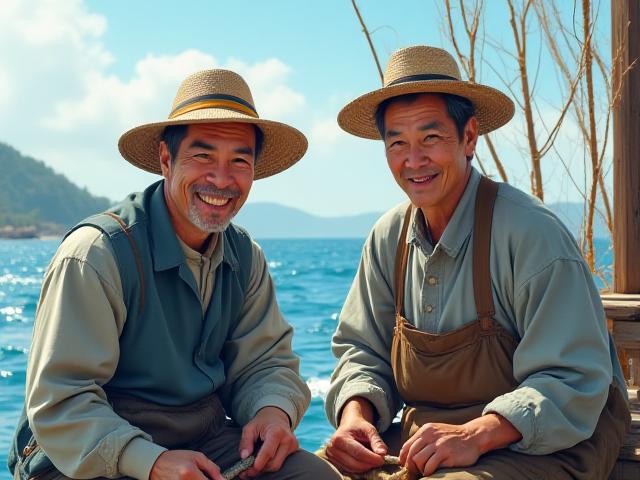 어부와 함께 조업 체험하는 모습